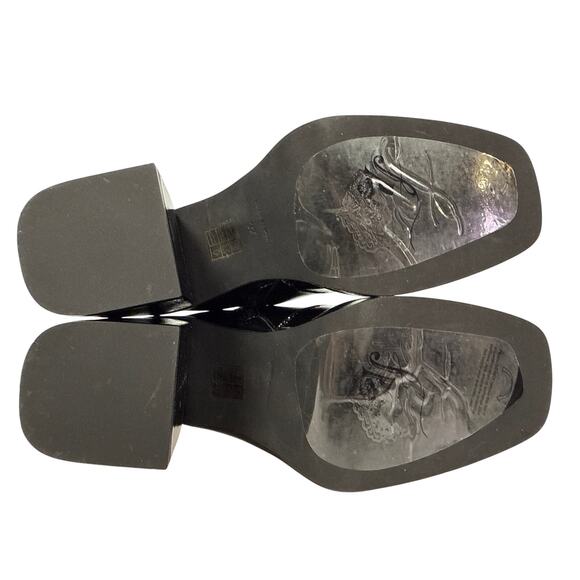 Free People Ruby Platform Boot Women's 6.5-7 EU 37 Black Patent Leather Sq Toe - Picture 8 of 11